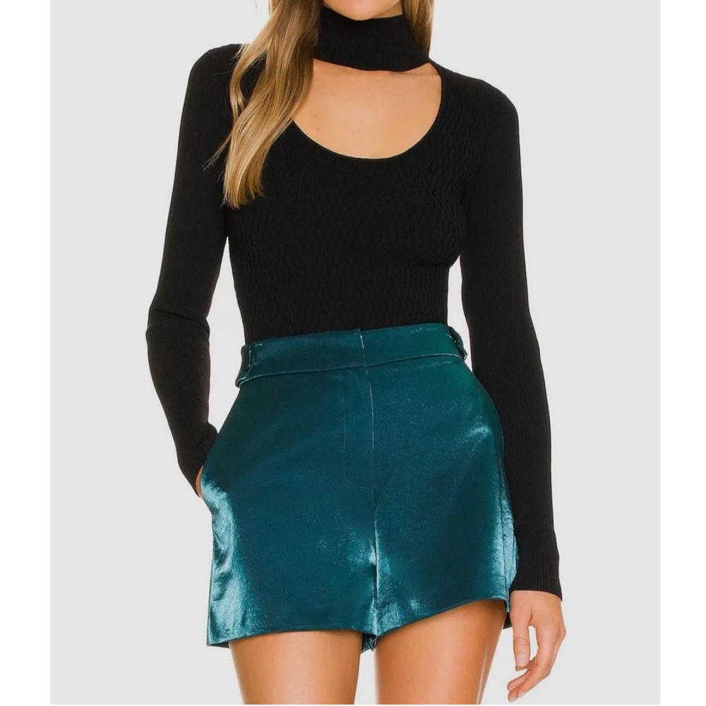 Milly - Ribbed Half Moon Black Sweater